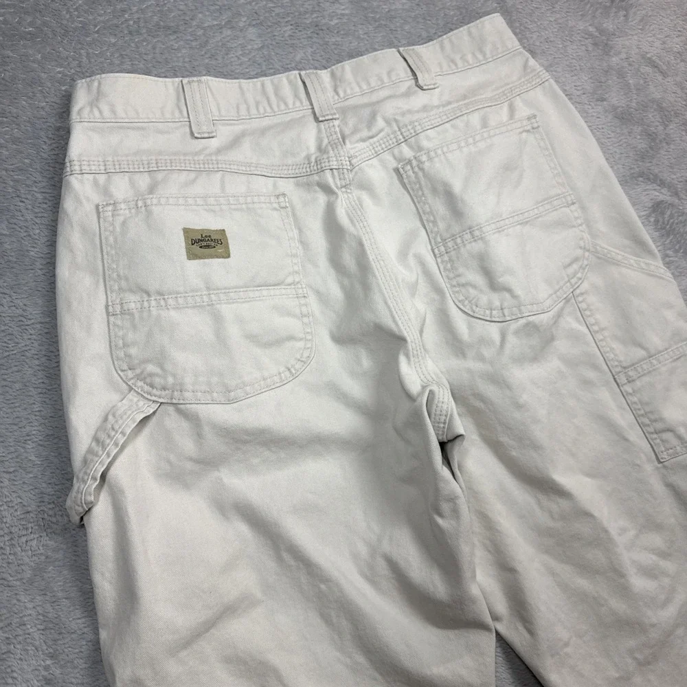 Vintage Lee Dungaree Carpenter Pants 34x29 Beige Workwear Baggy Skater USA